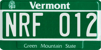 VT license plate NRF012