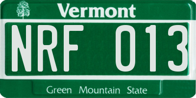 VT license plate NRF013