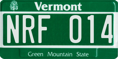VT license plate NRF014