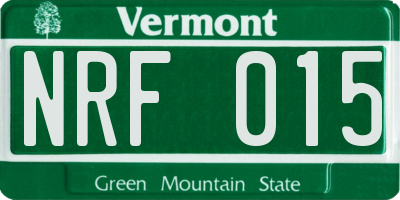 VT license plate NRF015