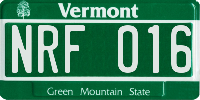 VT license plate NRF016