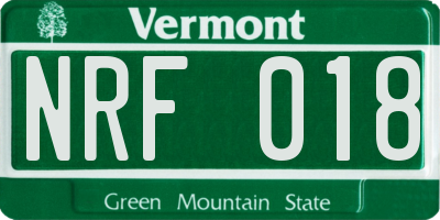 VT license plate NRF018