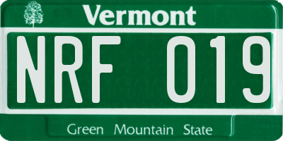 VT license plate NRF019