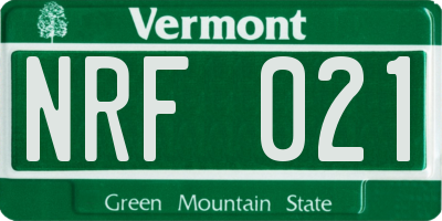 VT license plate NRF021