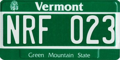 VT license plate NRF023
