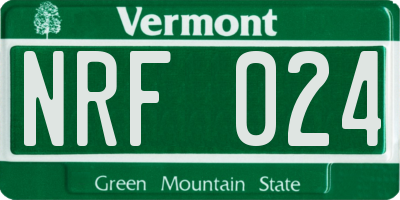 VT license plate NRF024