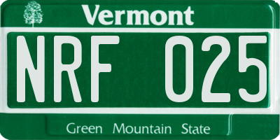 VT license plate NRF025