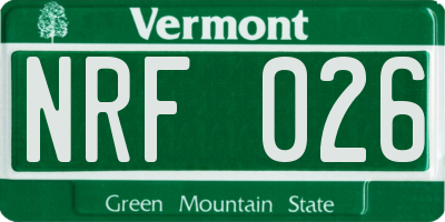VT license plate NRF026