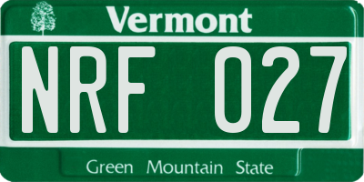 VT license plate NRF027