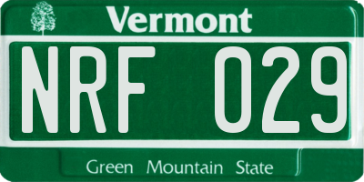 VT license plate NRF029