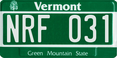 VT license plate NRF031