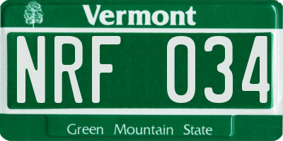 VT license plate NRF034