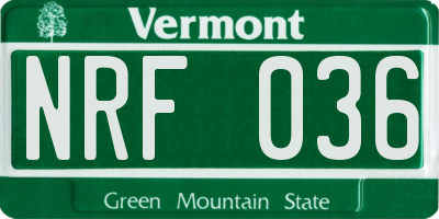 VT license plate NRF036