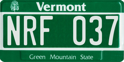 VT license plate NRF037