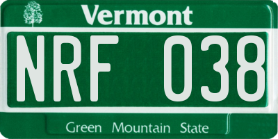 VT license plate NRF038