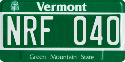 VT license plate NRF040