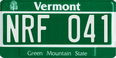 VT license plate NRF041