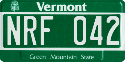 VT license plate NRF042