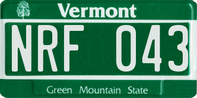 VT license plate NRF043