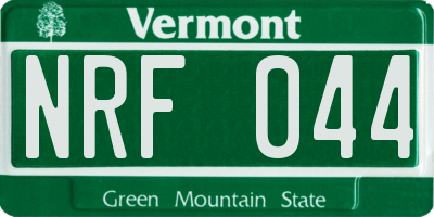 VT license plate NRF044