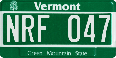 VT license plate NRF047