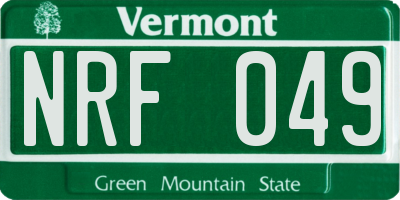 VT license plate NRF049