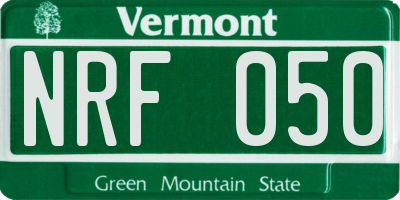 VT license plate NRF050