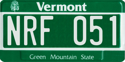 VT license plate NRF051