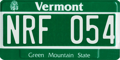 VT license plate NRF054