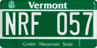 VT license plate NRF057