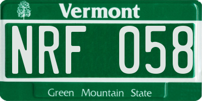 VT license plate NRF058