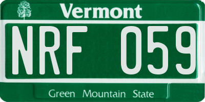 VT license plate NRF059