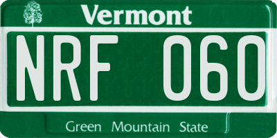 VT license plate NRF060