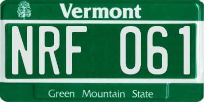 VT license plate NRF061