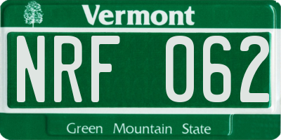 VT license plate NRF062