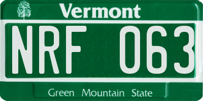 VT license plate NRF063
