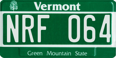 VT license plate NRF064