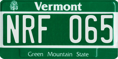VT license plate NRF065