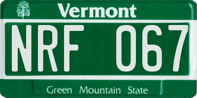 VT license plate NRF067