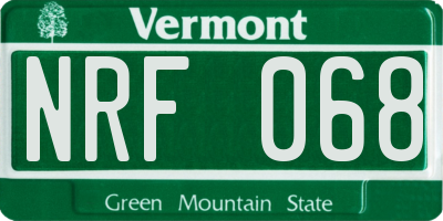 VT license plate NRF068