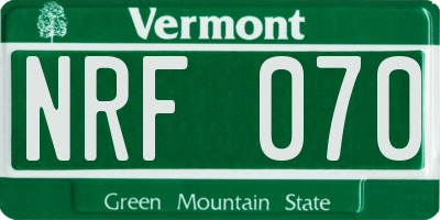 VT license plate NRF070