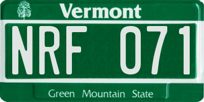 VT license plate NRF071