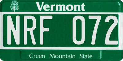 VT license plate NRF072