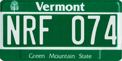 VT license plate NRF074