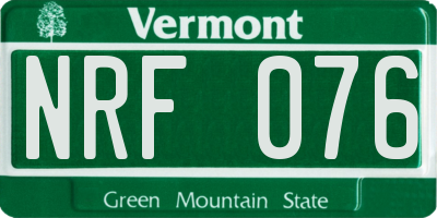 VT license plate NRF076