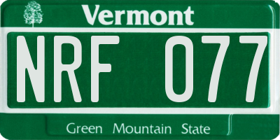 VT license plate NRF077