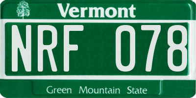 VT license plate NRF078