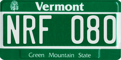VT license plate NRF080