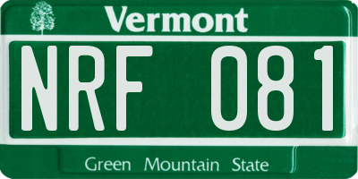 VT license plate NRF081