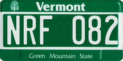VT license plate NRF082